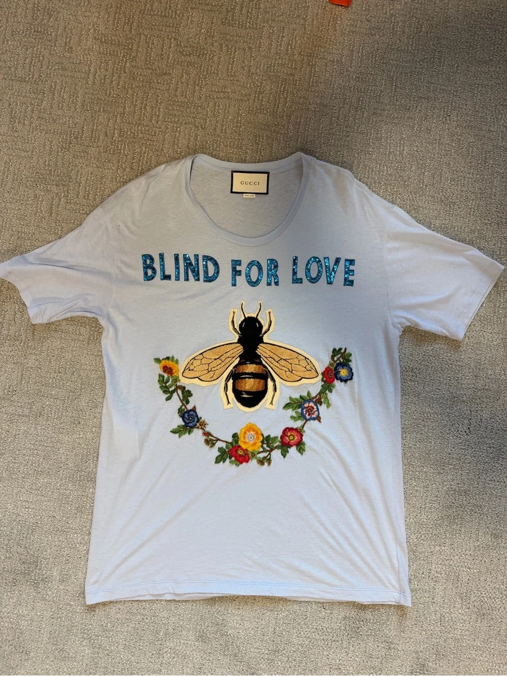 Gucci blind for love Embroidered Floral Graphic Tee